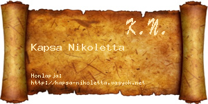 Kapsa Nikoletta névjegykártya